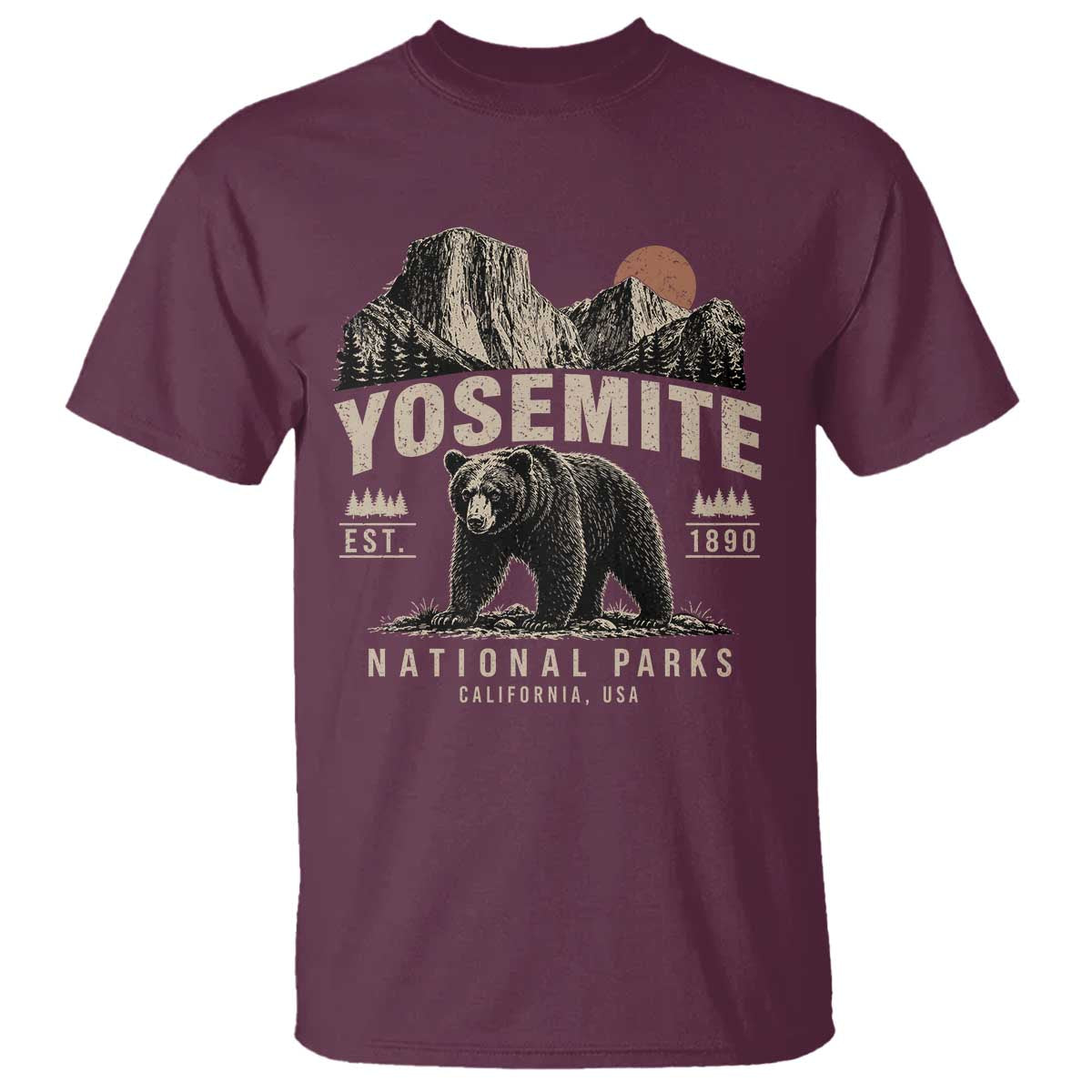 Vintage Yosemite National Park T Shirt Retro Bear Nature Wildlife Forest