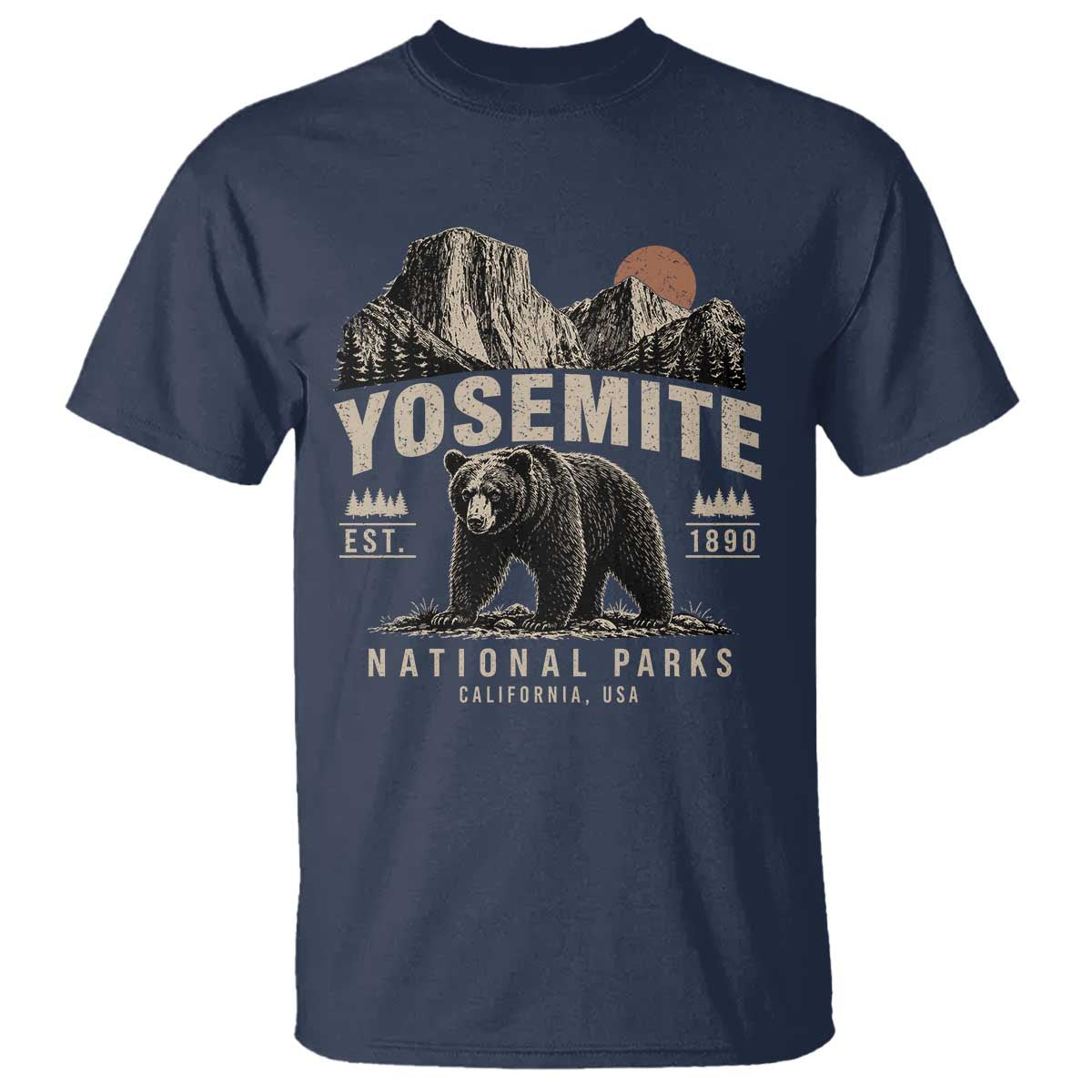 Vintage Yosemite National Park T Shirt Retro Bear Nature Wildlife Forest