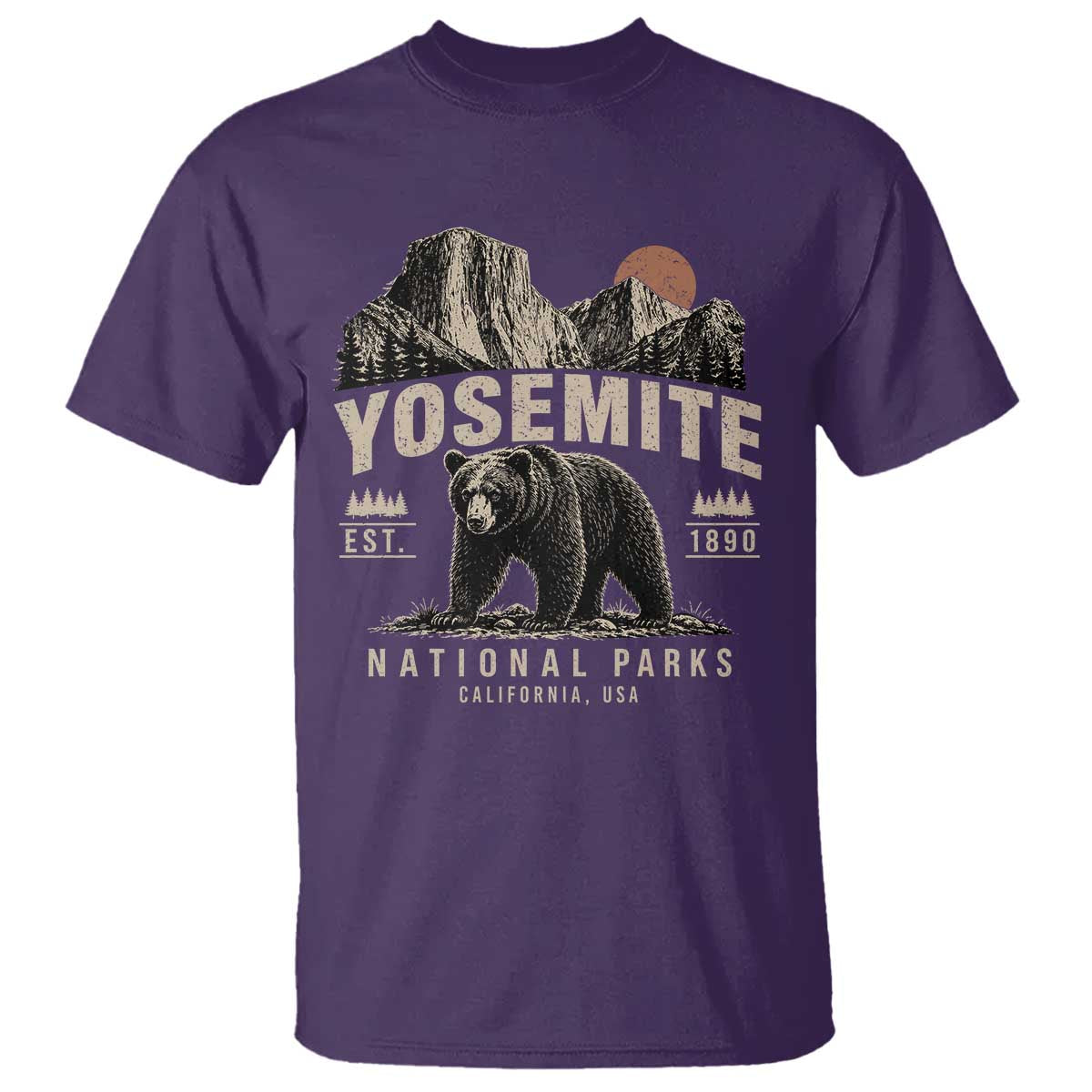 Vintage Yosemite National Park T Shirt Retro Bear Nature Wildlife Forest