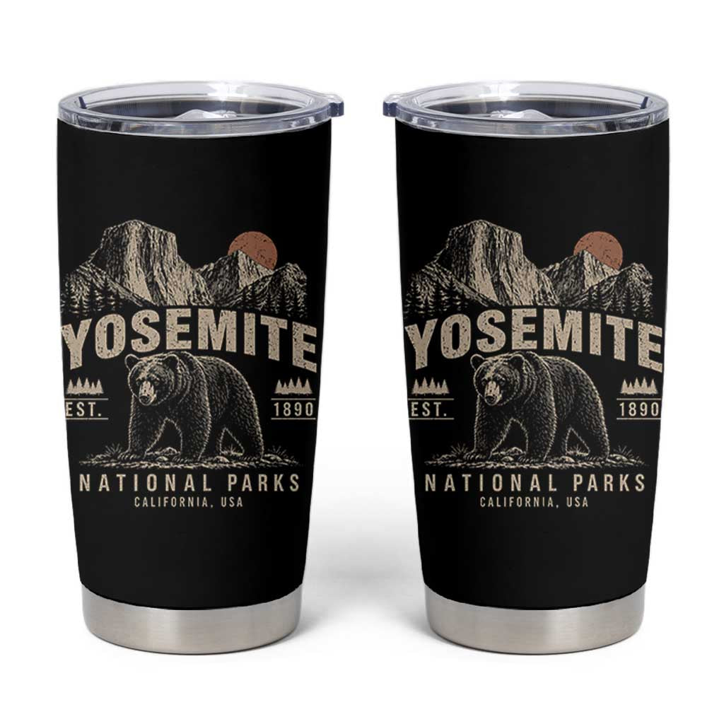 Vintage Yosemite National Park Tumbler Cup Retro Bear Nature Wildlife Forest