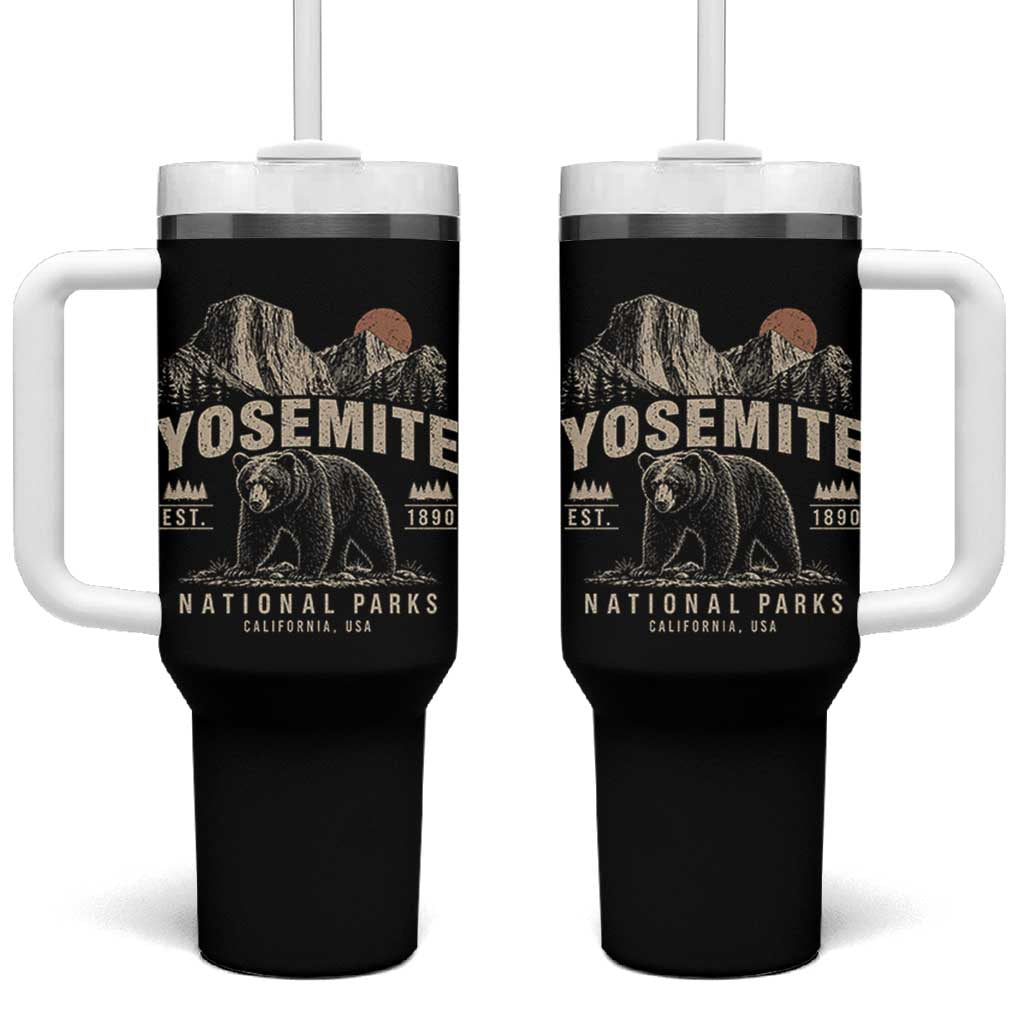 Vintage Yosemite National Park Tumbler With Handle Retro Bear Nature Wildlife Forest