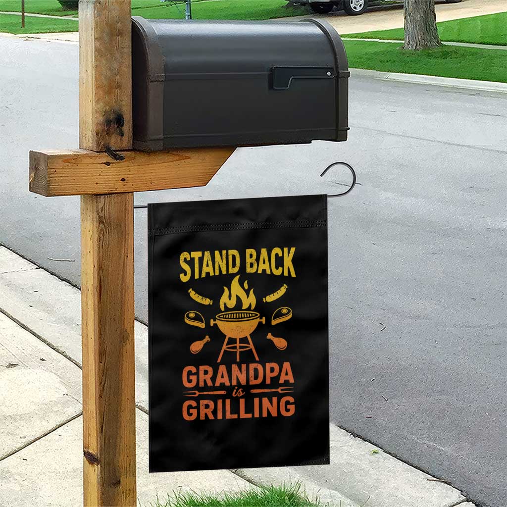 Grandpa Is Grilling Garden Flag Funny Fathers Day BBQ