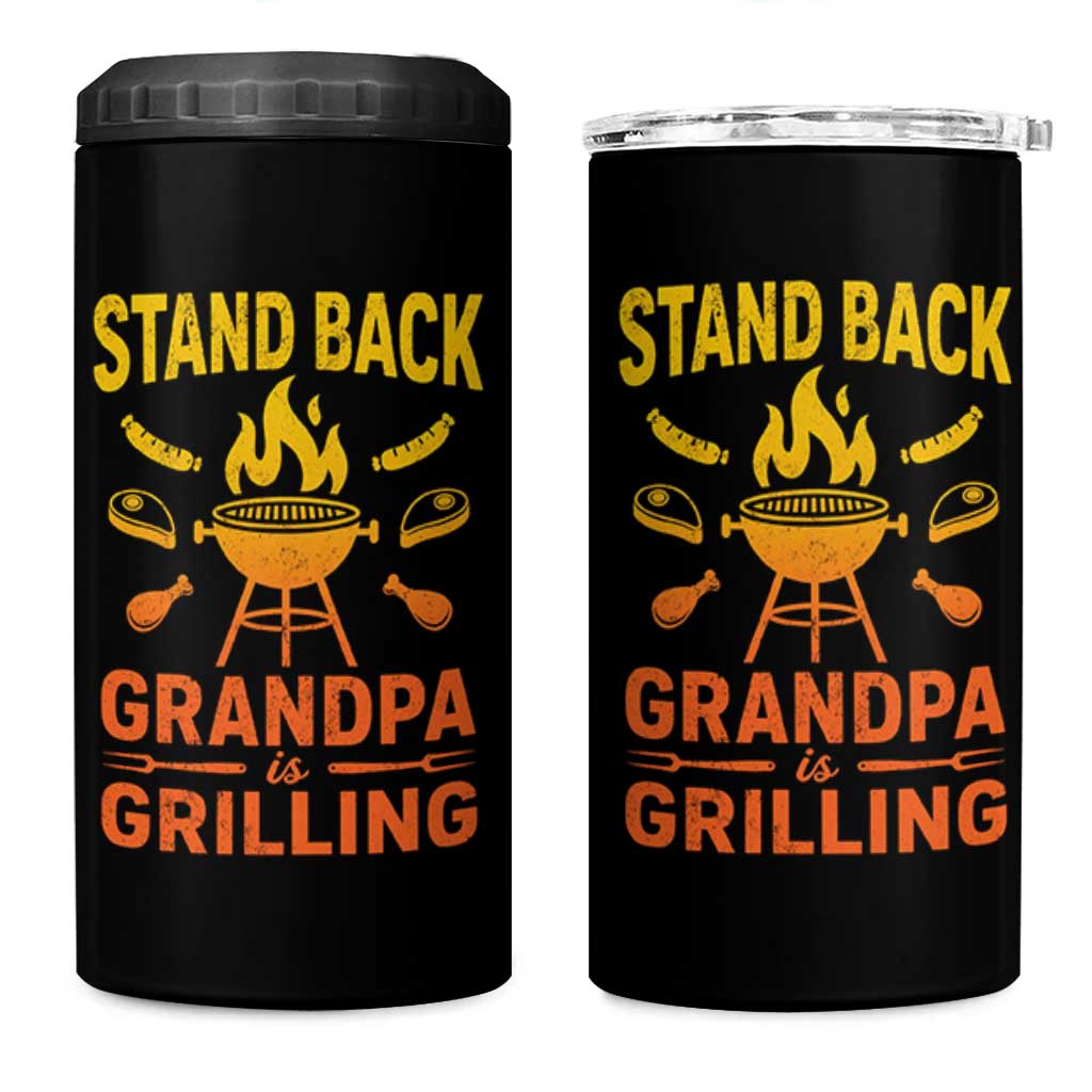 Grandpa Is Grilling 4 in 1 Can Cooler Tumbler Funny Fathers Day BBQ