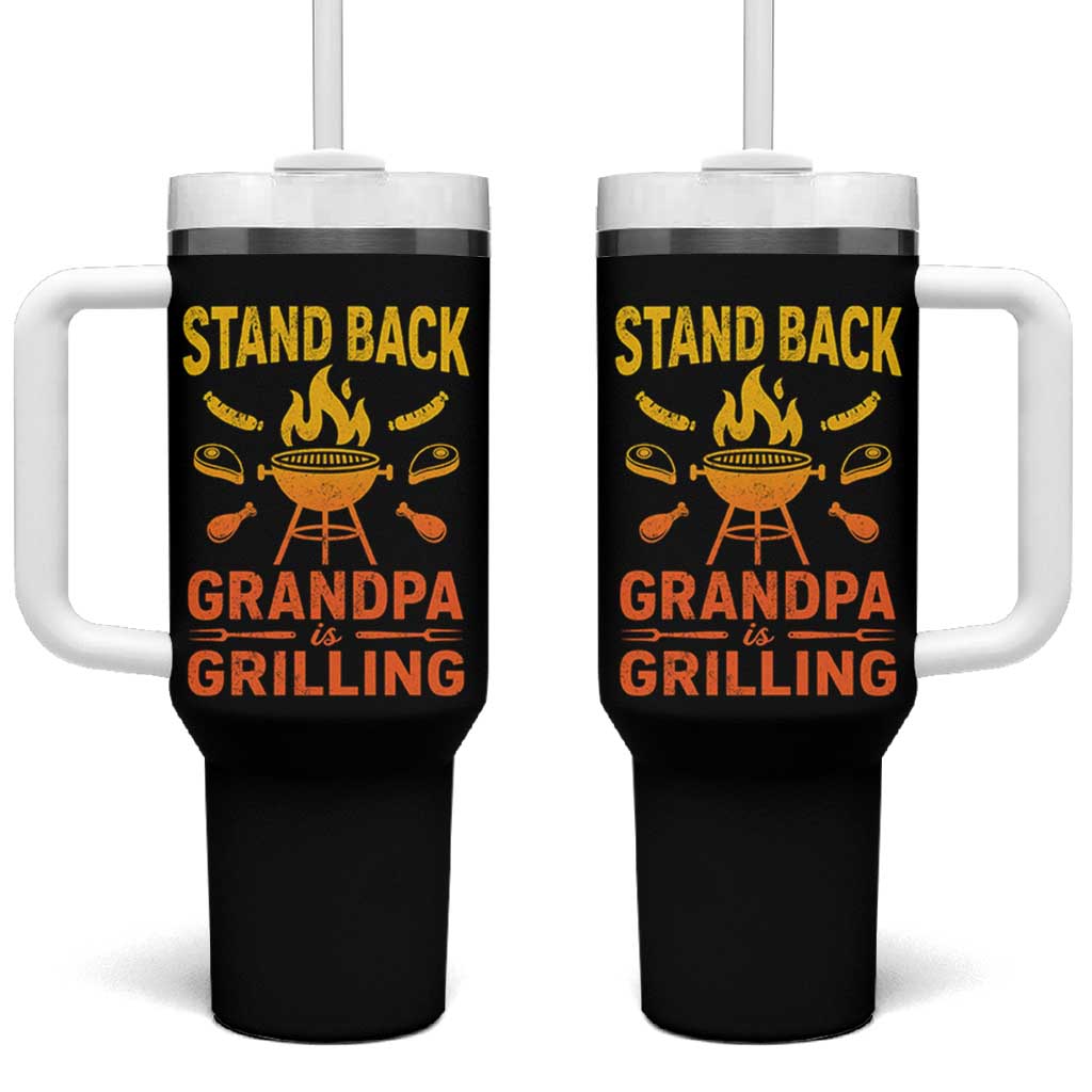 Grandpa Is Grilling Tumbler With Handle Funny Fathers Day BBQ