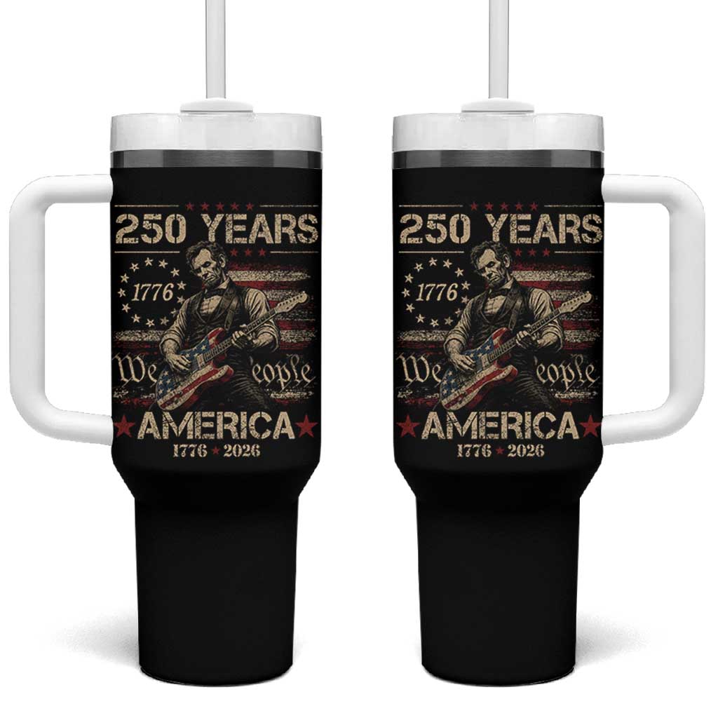 Abraham Lincoln Playing Guitar 250th Anniversary Tumbler With Handle 250 Years 1776 2026 4th July USA Flag We The People