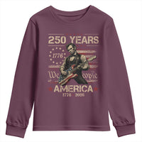 Abraham Lincoln Playing Guitar 250th Anniversary Youth Sweatshirt 250 Years 1776 2026 4th July USA Flag We The People