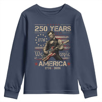 Abraham Lincoln Playing Guitar 250th Anniversary Youth Sweatshirt 250 Years 1776 2026 4th July USA Flag We The People