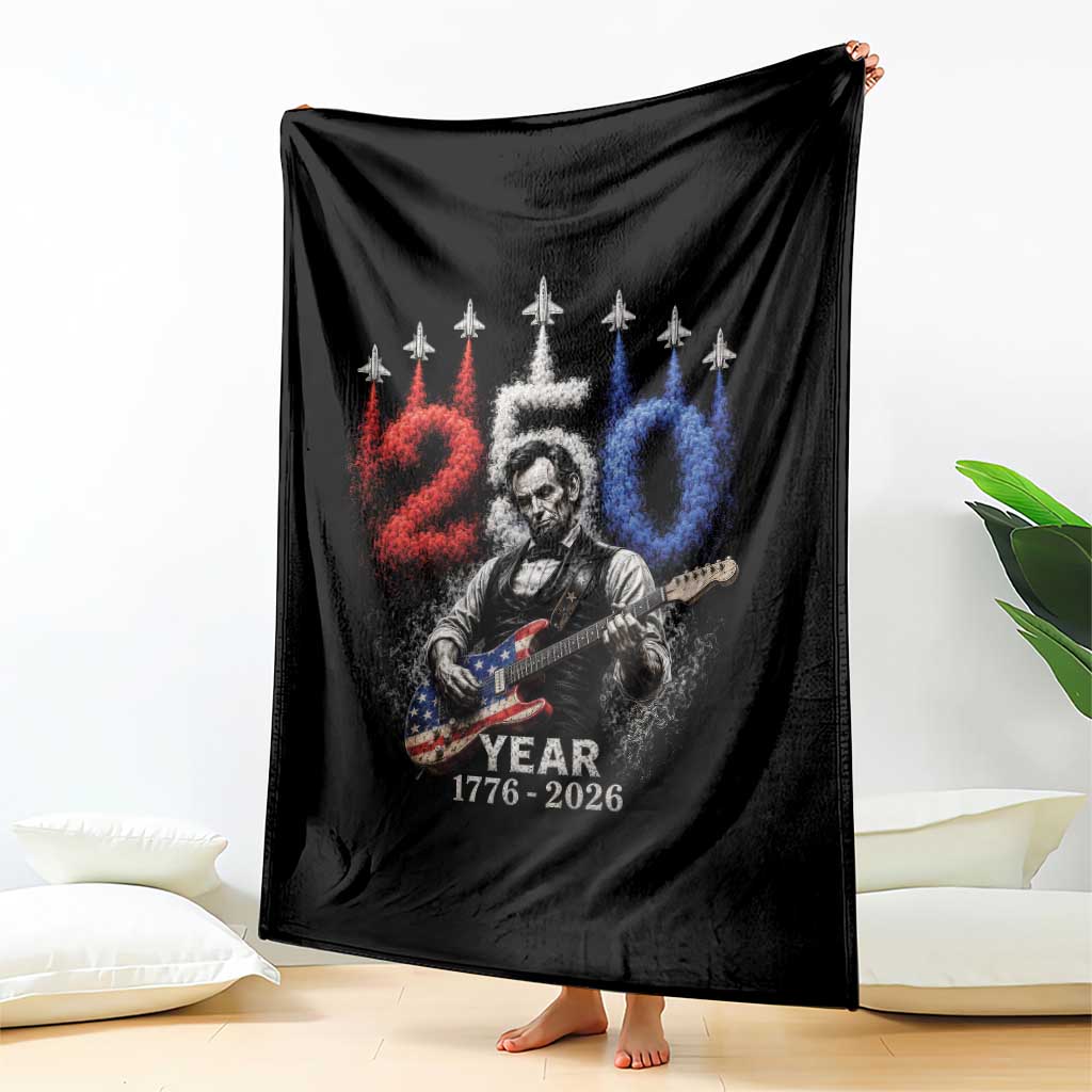 Vintage Abraham Lincoln Abe Lincoln Playing Guitar 250 Years Throw Blanket 1776 2026 Humor Patriotic