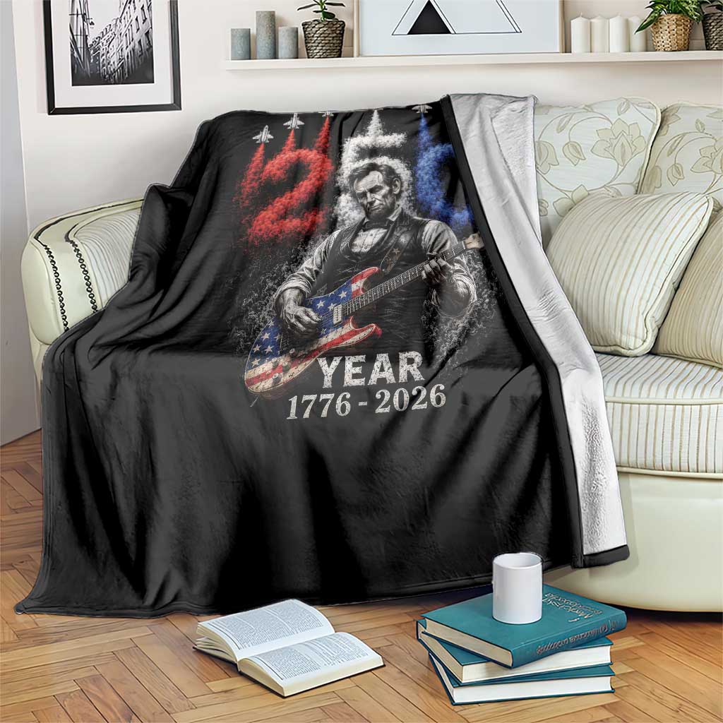 Vintage Abraham Lincoln Abe Lincoln Playing Guitar 250 Years Throw Blanket 1776 2026 Humor Patriotic
