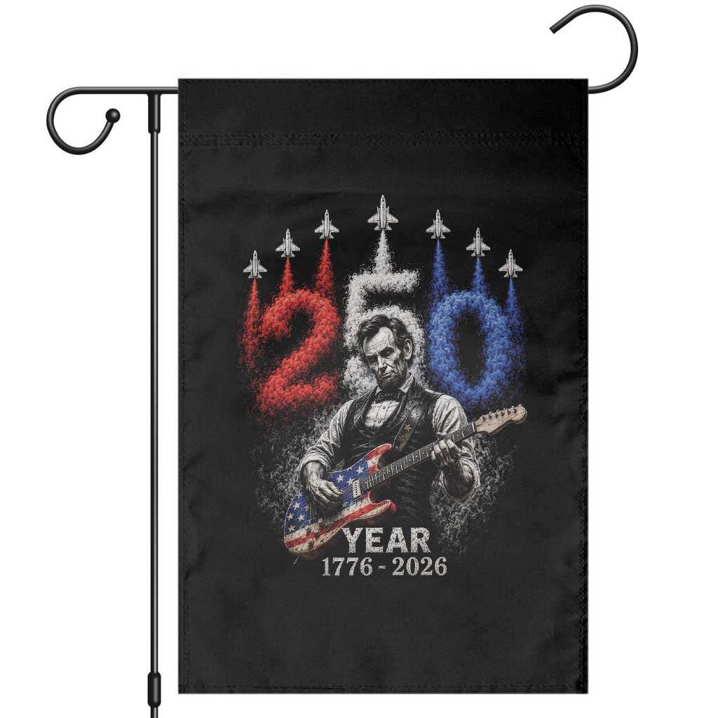 Vintage Abraham Lincoln Abe Lincoln Playing Guitar 250 Years Garden Flag 1776 2026 Humor Patriotic