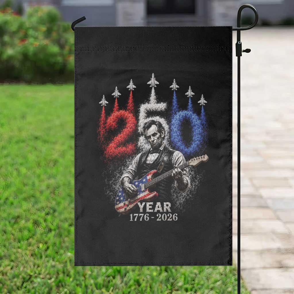 Vintage Abraham Lincoln Abe Lincoln Playing Guitar 250 Years Garden Flag 1776 2026 Humor Patriotic