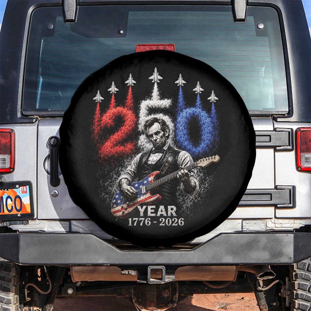 Vintage Abraham Lincoln Abe Lincoln Playing Guitar 250 Years Spare Tire Cover 1776 2026 Humor Patriotic