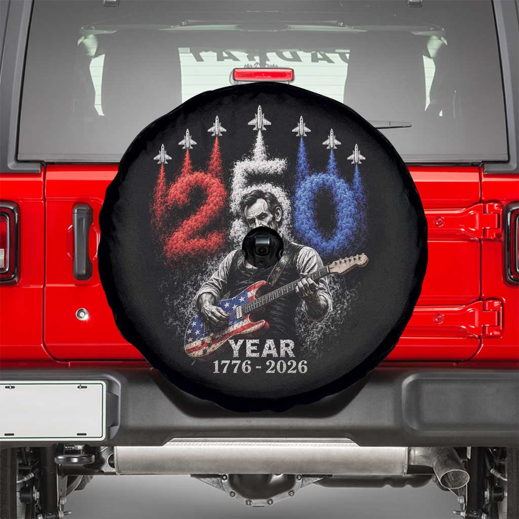 Vintage Abraham Lincoln Abe Lincoln Playing Guitar 250 Years Spare Tire Cover 1776 2026 Humor Patriotic