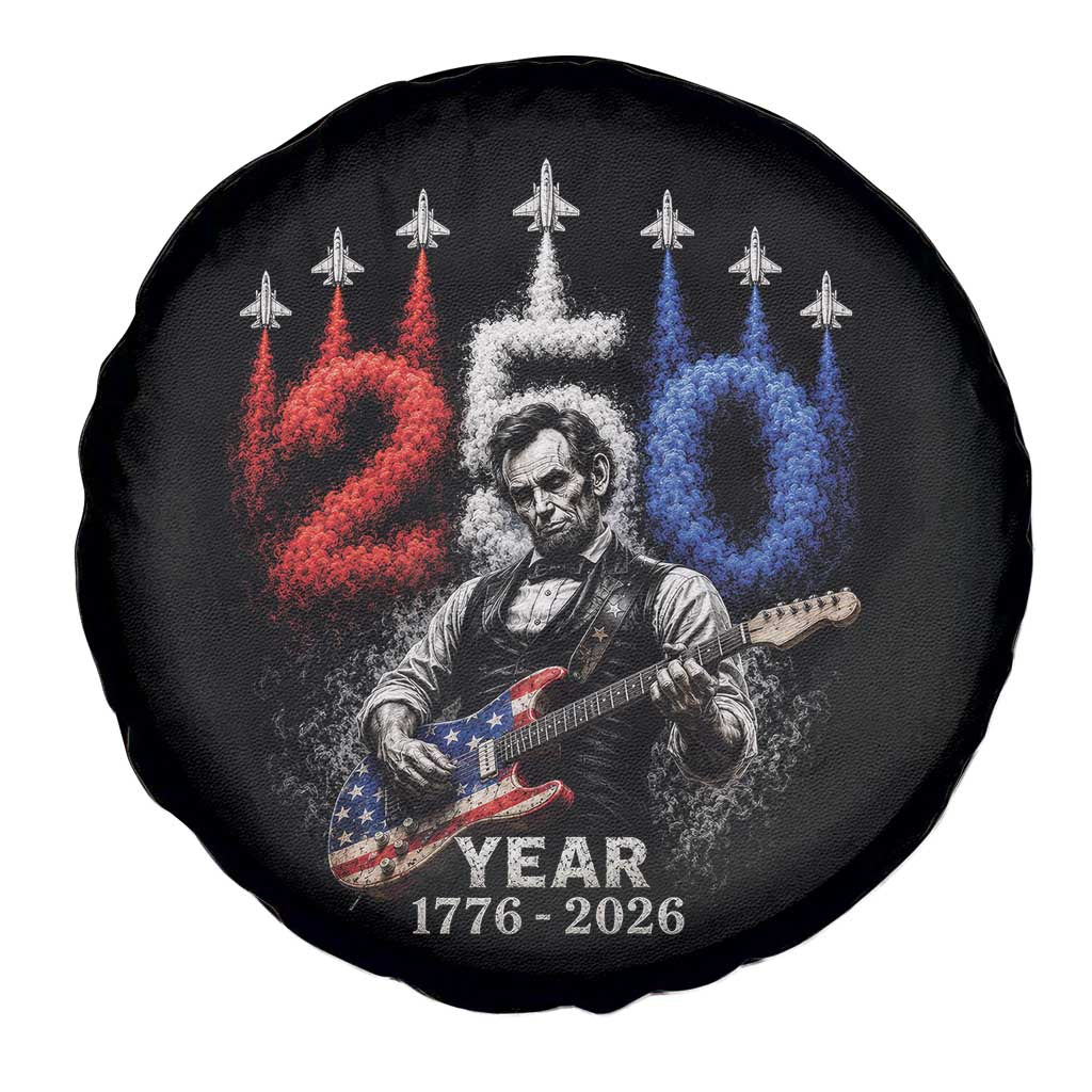 Vintage Abraham Lincoln Abe Lincoln Playing Guitar 250 Years Spare Tire Cover 1776 2026 Humor Patriotic