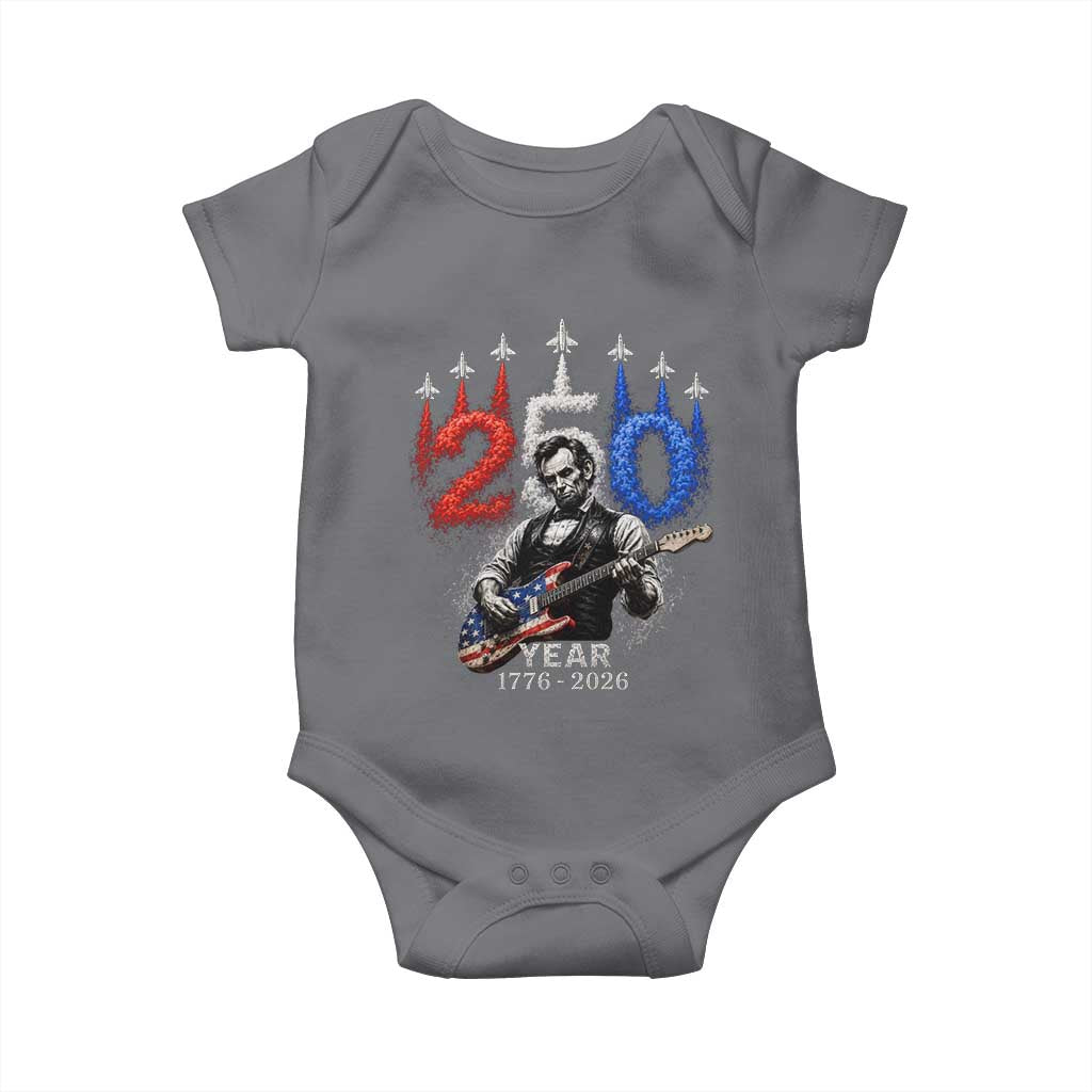 Vintage Abraham Lincoln Abe Lincoln Playing Guitar 250 Years Baby Onesie 1776 2026 Humor Patriotic