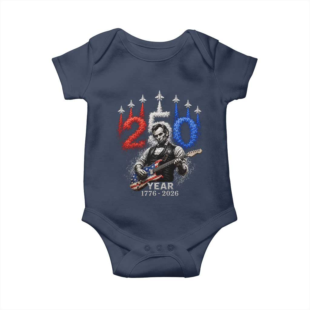 Vintage Abraham Lincoln Abe Lincoln Playing Guitar 250 Years Baby Onesie 1776 2026 Humor Patriotic