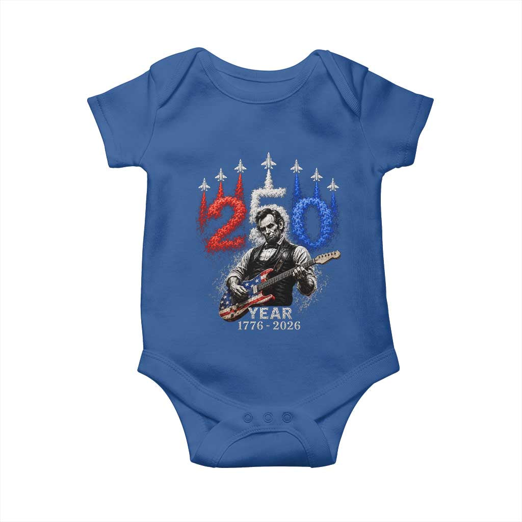 Vintage Abraham Lincoln Abe Lincoln Playing Guitar 250 Years Baby Onesie 1776 2026 Humor Patriotic