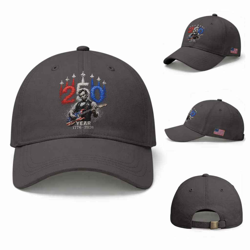 Vintage Abraham Lincoln Abe Lincoln Playing Guitar 250 Years Baseball Cap 1776 2026 Humor Patriotic