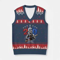 Vintage Abraham Lincoln Abe Lincoln Playing Guitar 250 Years V-Neck Knit Sweater Vest 1776 2026 Humor Patriotic