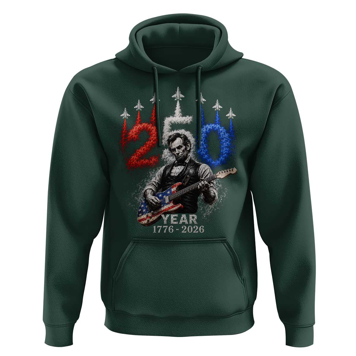 Vintage Abraham Lincoln Abe Lincoln Playing Guitar 250 Years Hoodie 1776 2026 Humor Patriotic