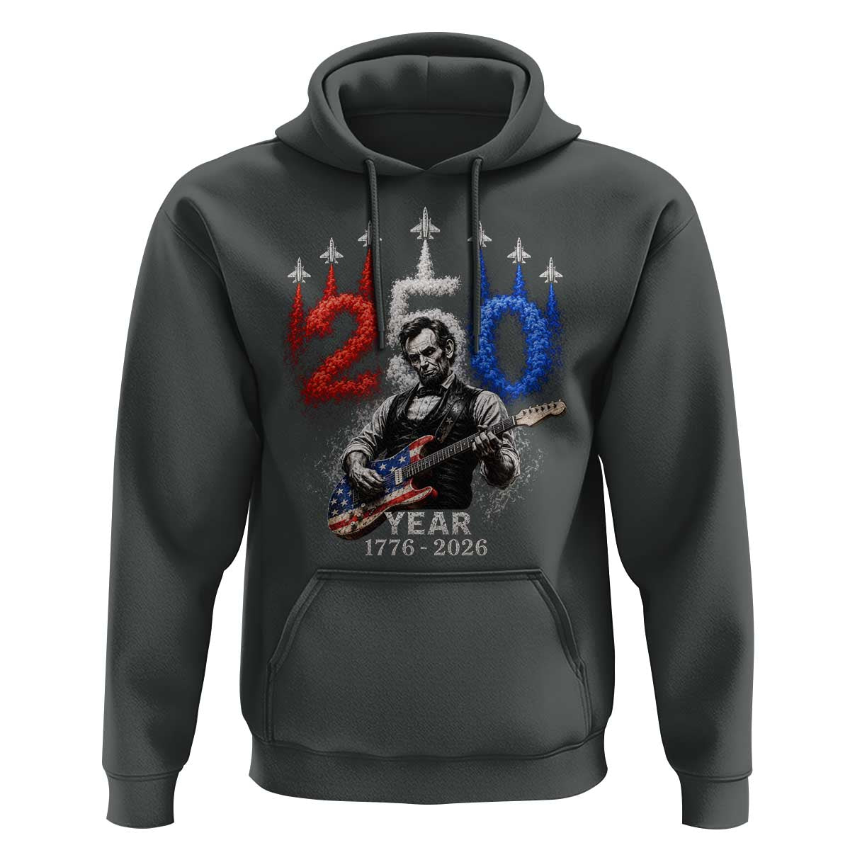 Vintage Abraham Lincoln Abe Lincoln Playing Guitar 250 Years Hoodie 1776 2026 Humor Patriotic