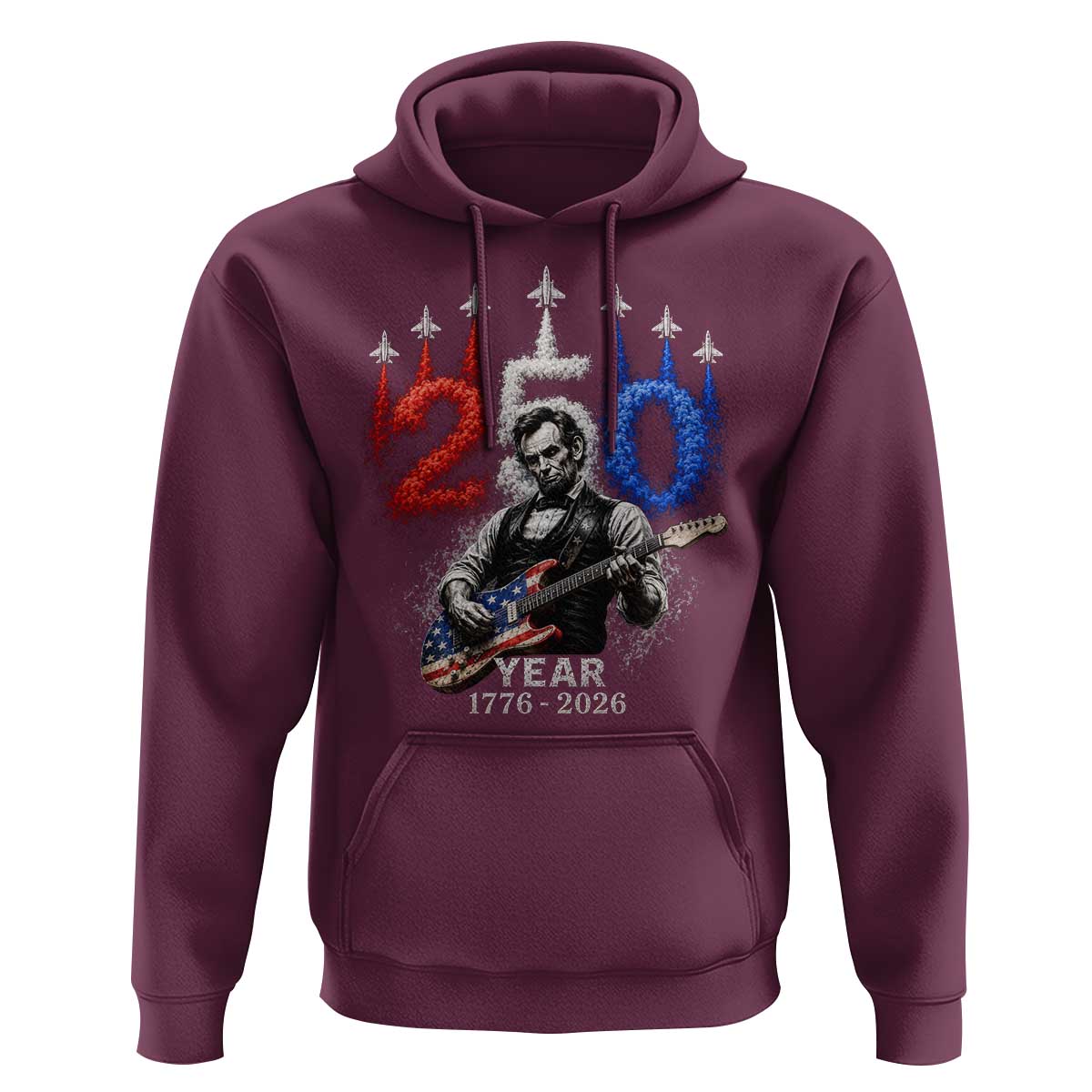 Vintage Abraham Lincoln Abe Lincoln Playing Guitar 250 Years Hoodie 1776 2026 Humor Patriotic