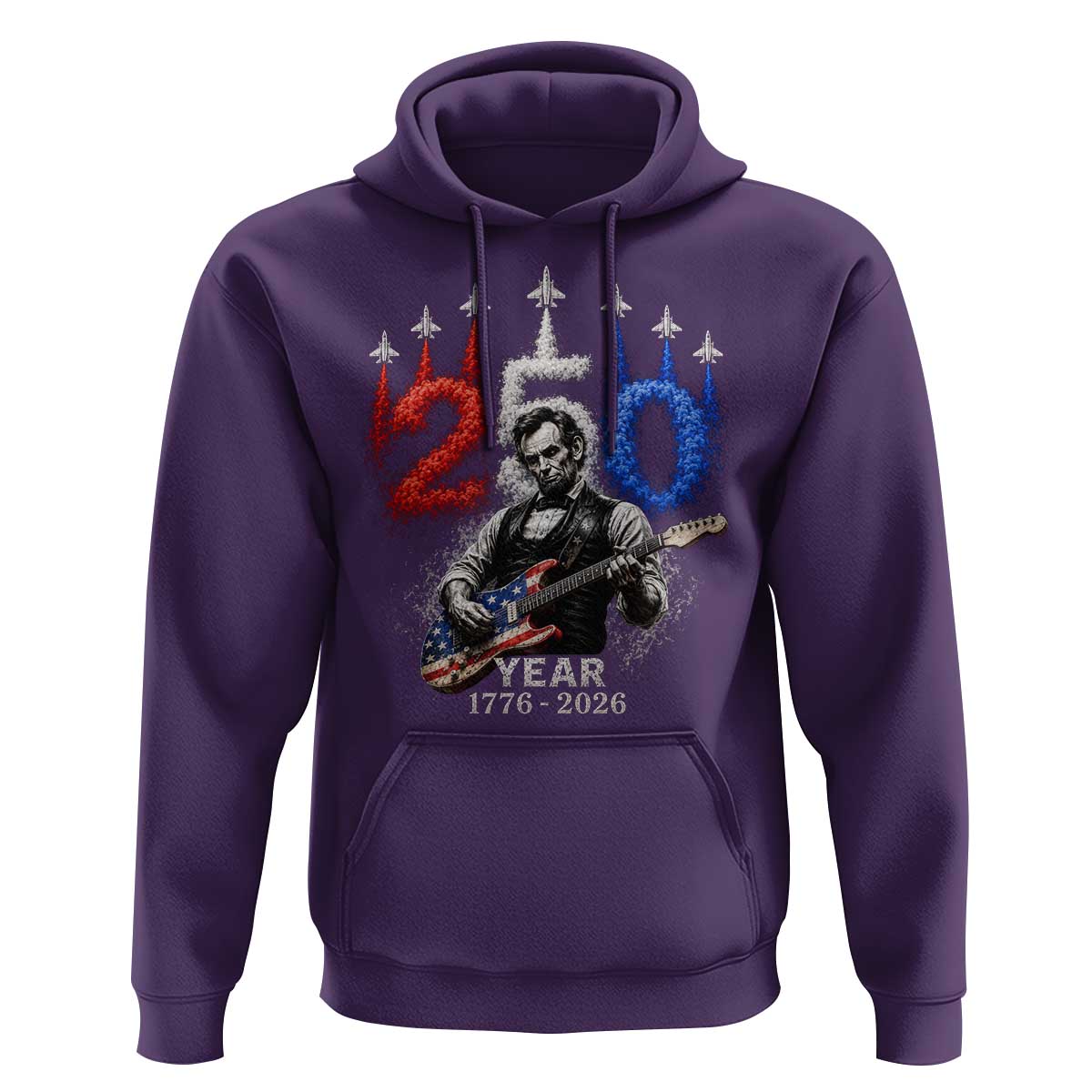Vintage Abraham Lincoln Abe Lincoln Playing Guitar 250 Years Hoodie 1776 2026 Humor Patriotic