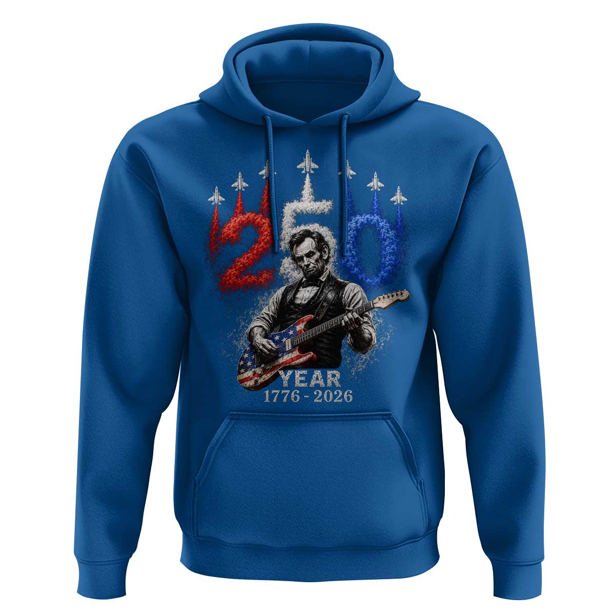 Vintage Abraham Lincoln Abe Lincoln Playing Guitar 250 Years Hoodie 1776 2026 Humor Patriotic