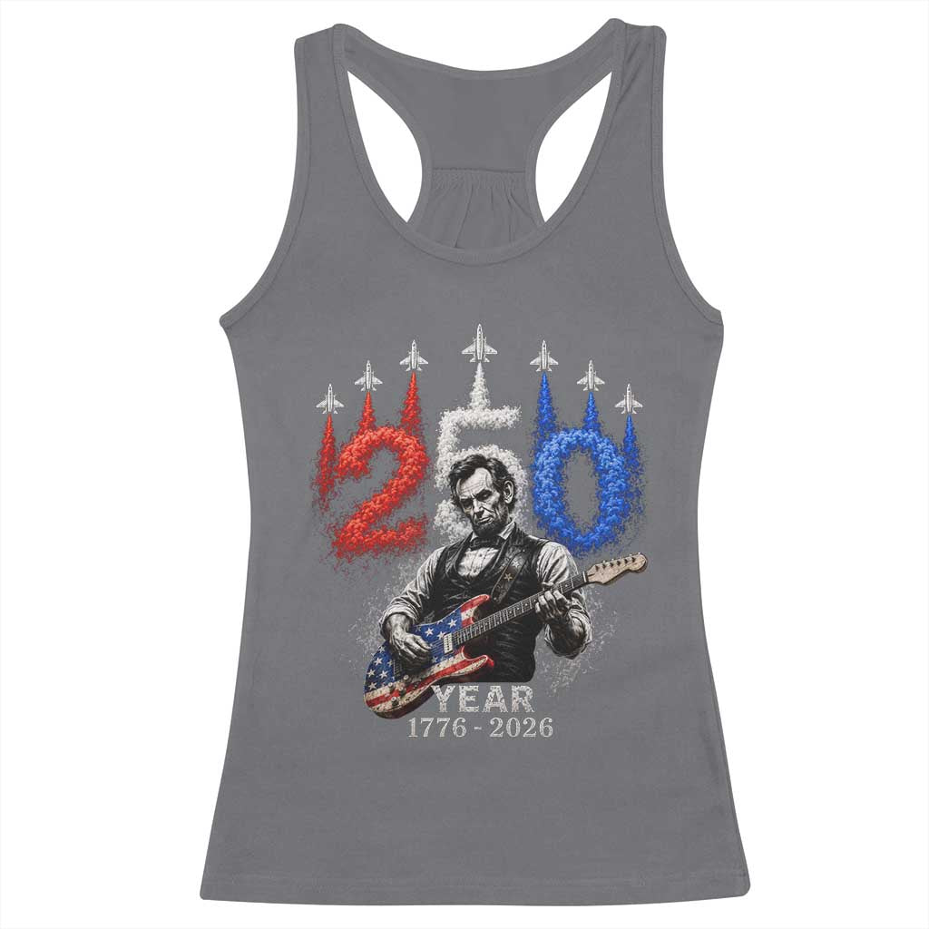 Vintage Abraham Lincoln Abe Lincoln Playing Guitar 250 Years Racerback Tank Top 1776 2026 Humor Patriotic