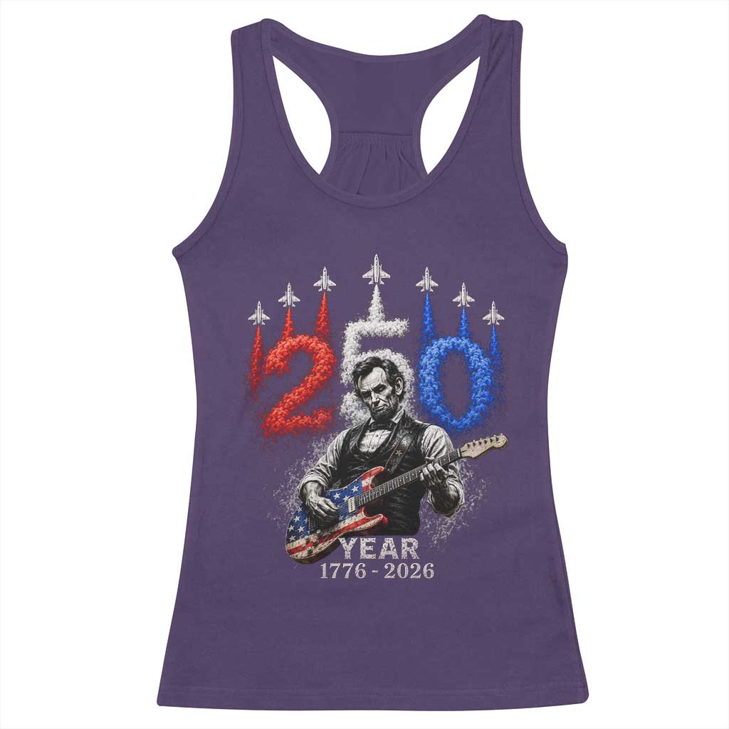 Vintage Abraham Lincoln Abe Lincoln Playing Guitar 250 Years Racerback Tank Top 1776 2026 Humor Patriotic