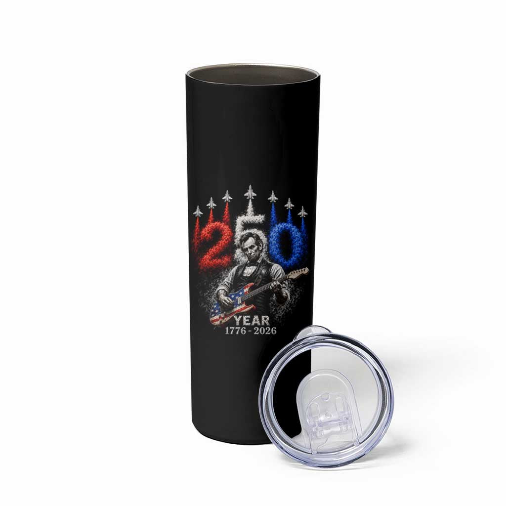 Vintage Abraham Lincoln Abe Lincoln Playing Guitar 250 Years Skinny Tumbler 1776 2026 Humor Patriotic