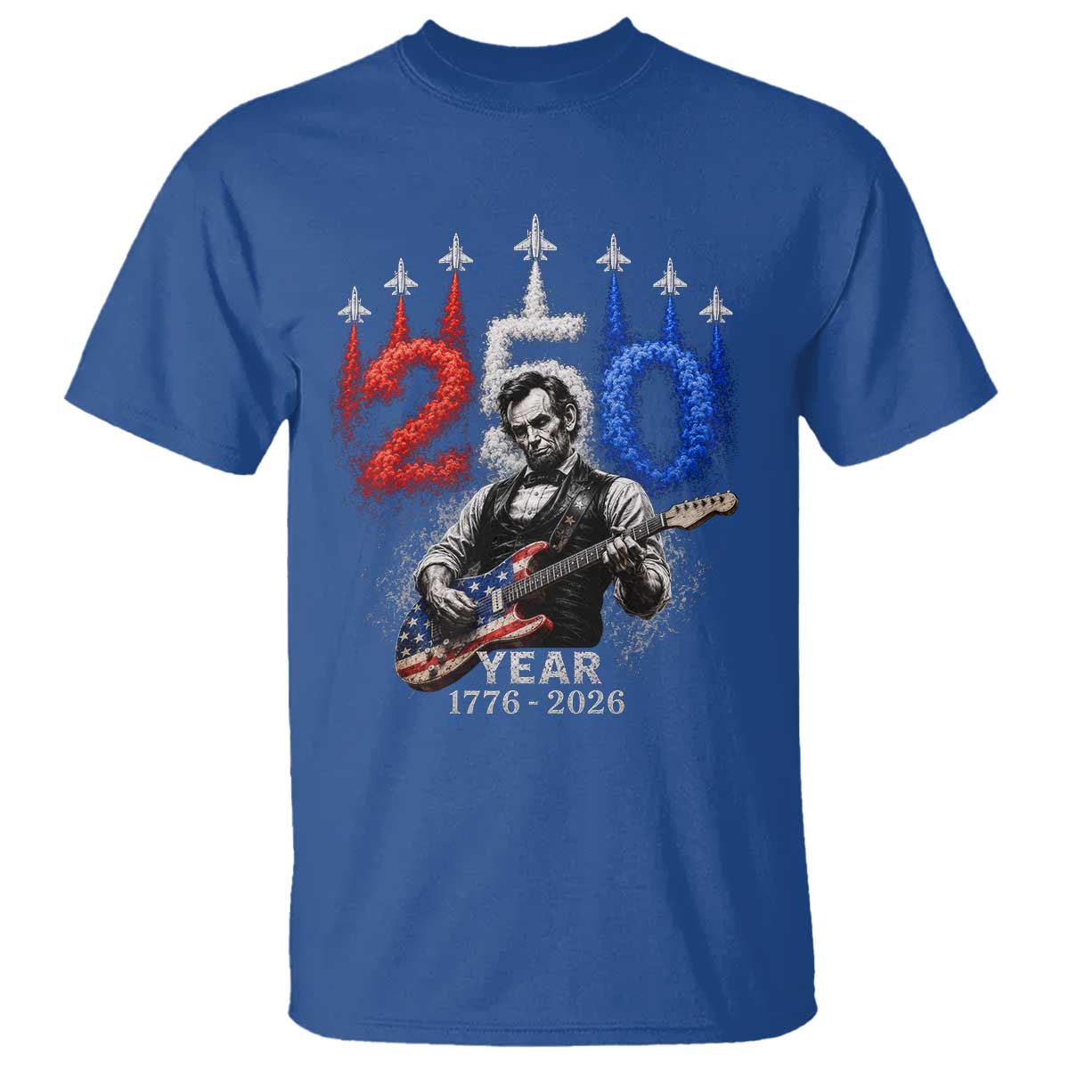 Vintage Abraham Lincoln Abe Lincoln Playing Guitar 250 Years T Shirt 1776 2026 Humor Patriotic