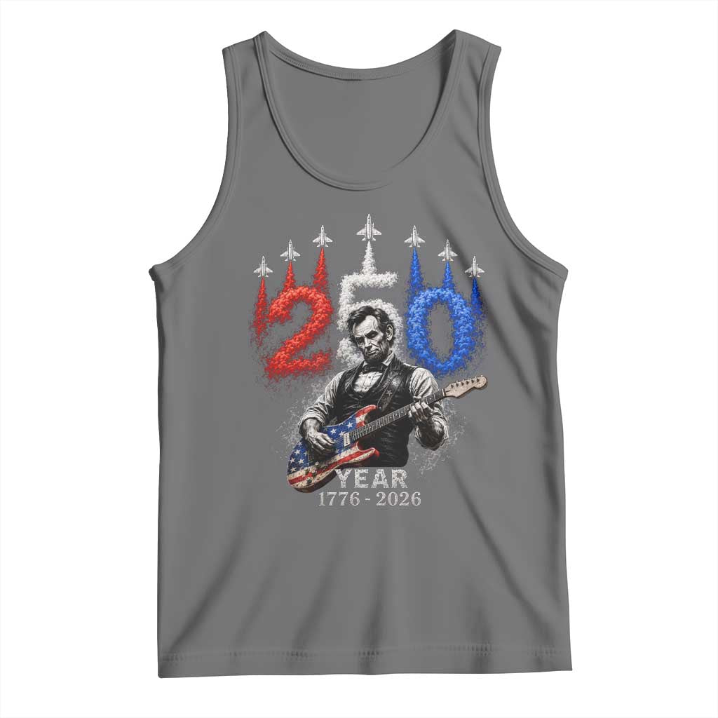 Vintage Abraham Lincoln Abe Lincoln Playing Guitar 250 Years Tank Top 1776 2026 Humor Patriotic