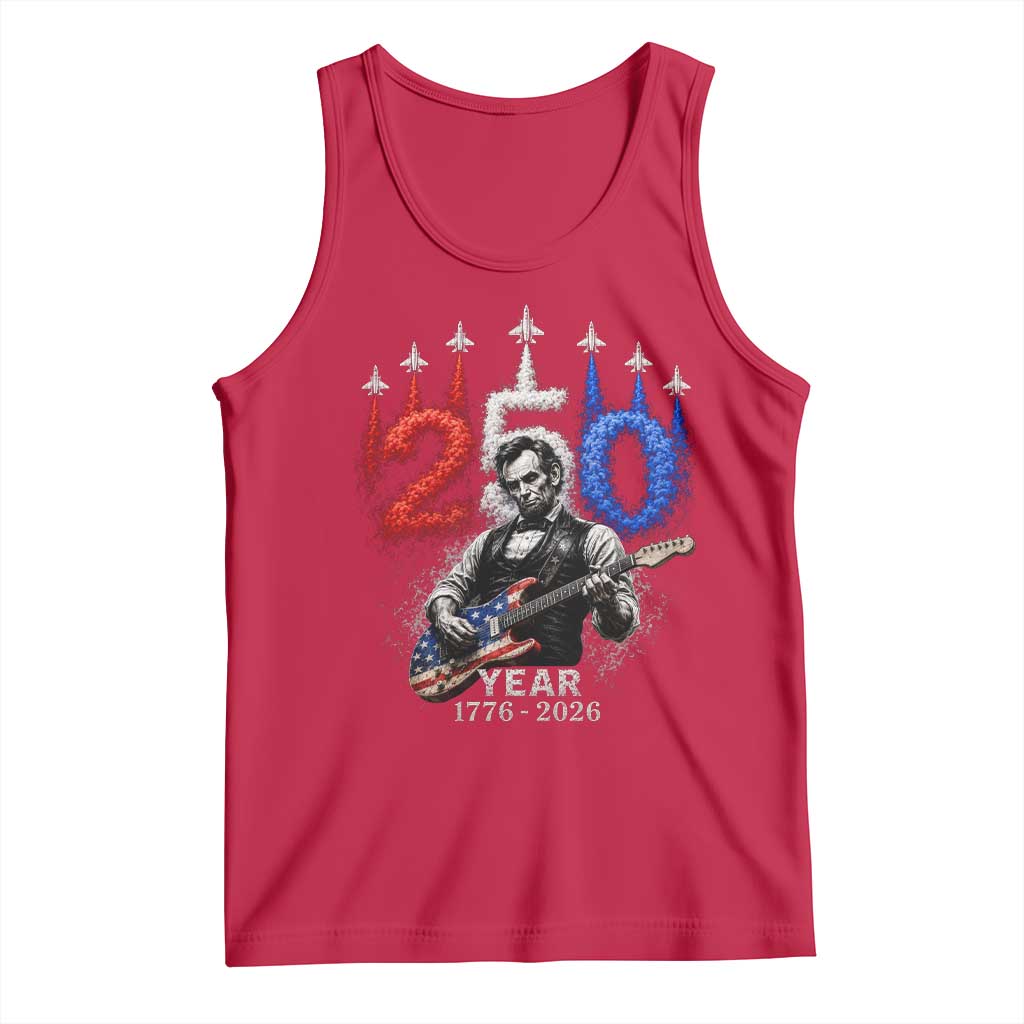 Vintage Abraham Lincoln Abe Lincoln Playing Guitar 250 Years Tank Top 1776 2026 Humor Patriotic