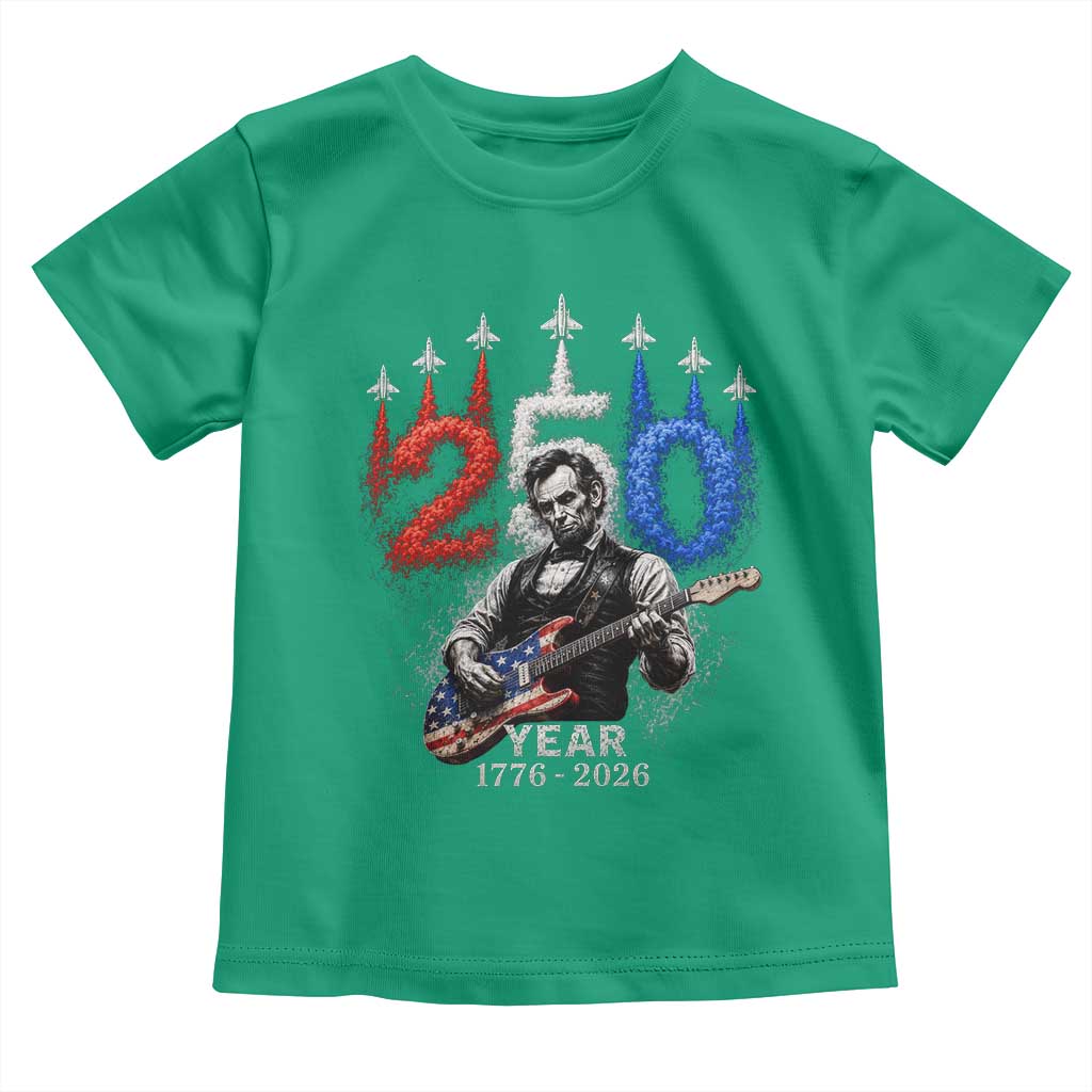 Vintage Abraham Lincoln Abe Lincoln Playing Guitar 250 Years Toddler T Shirt 1776 2026 Humor Patriotic