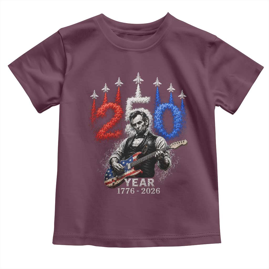 Vintage Abraham Lincoln Abe Lincoln Playing Guitar 250 Years Toddler T Shirt 1776 2026 Humor Patriotic