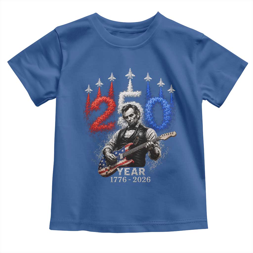 Vintage Abraham Lincoln Abe Lincoln Playing Guitar 250 Years Toddler T Shirt 1776 2026 Humor Patriotic