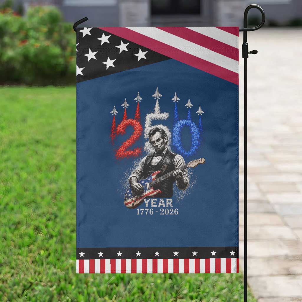 Vintage Abraham Lincoln Abe Lincoln Playing Guitar 250 Years Patriotic Garden Flag 1776 2026 Humor Patriotic