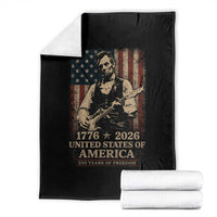 Vintage Abraham Lincoln Abe Lincoln Playing Guitar 250 Years Throw Blanket 1776 2026 Humor Patriotic USA Flag