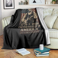 Vintage Abraham Lincoln Abe Lincoln Playing Guitar 250 Years Throw Blanket 1776 2026 Humor Patriotic USA Flag
