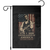 Vintage Abraham Lincoln Abe Lincoln Playing Guitar 250 Years Garden Flag 1776 2026 Humor Patriotic USA Flag