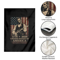 Vintage Abraham Lincoln Abe Lincoln Playing Guitar 250 Years Garden Flag 1776 2026 Humor Patriotic USA Flag