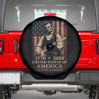 Vintage Abraham Lincoln Abe Lincoln Playing Guitar 250 Years Spare Tire Cover 1776 2026 Humor Patriotic USA Flag