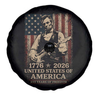 Vintage Abraham Lincoln Abe Lincoln Playing Guitar 250 Years Spare Tire Cover 1776 2026 Humor Patriotic USA Flag