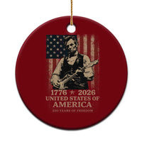 Vintage Abraham Lincoln Abe Lincoln Playing Guitar 250 Years Ceramic Ornament 1776 2026 Humor Patriotic USA Flag
