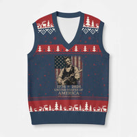 Vintage Abraham Lincoln Abe Lincoln Playing Guitar 250 Years V-Neck Knit Sweater Vest 1776 2026 Humor Patriotic USA Flag
