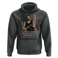 Vintage Abraham Lincoln Abe Lincoln Playing Guitar 250 Years Hoodie 1776 2026 Humor Patriotic USA Flag