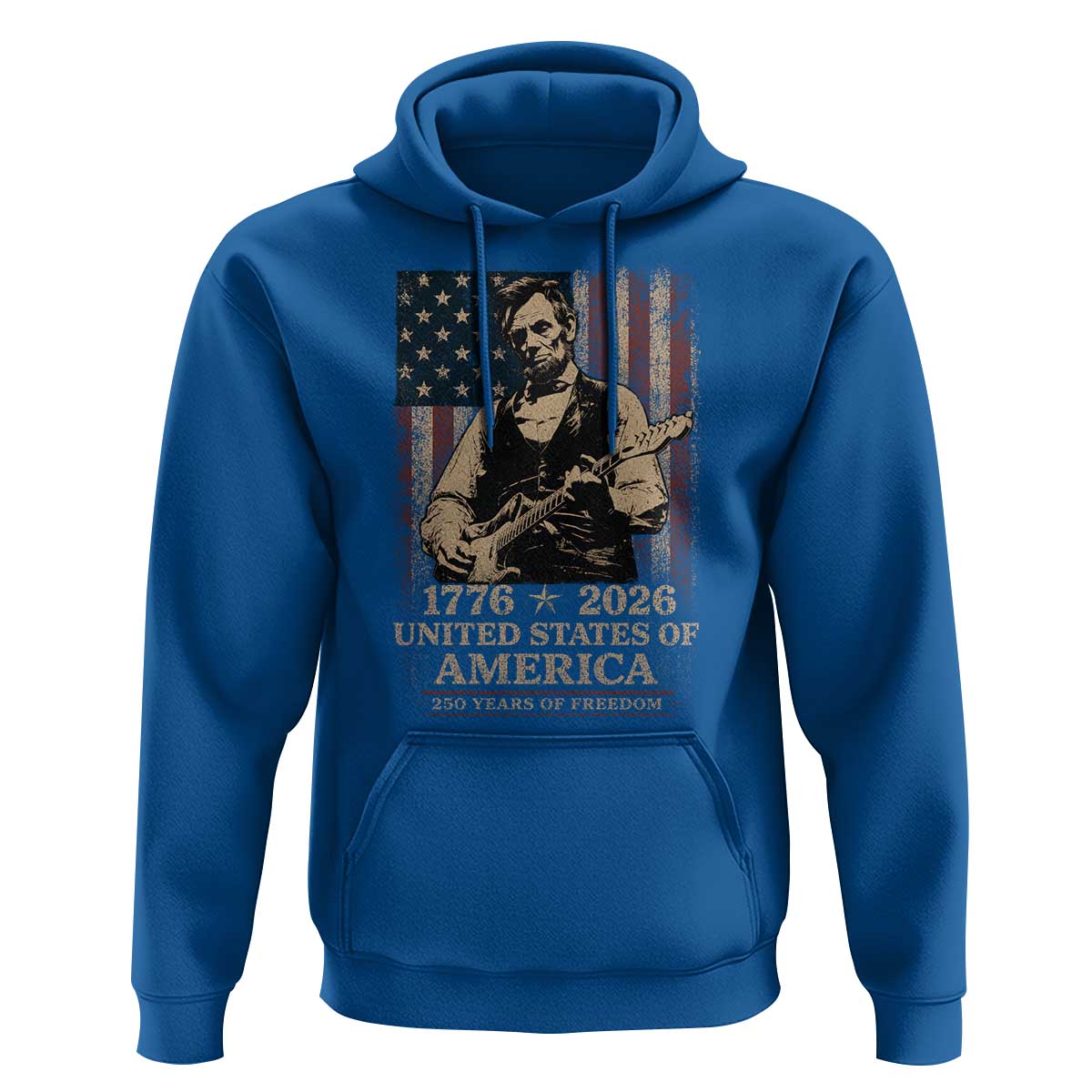 Vintage Abraham Lincoln Abe Lincoln Playing Guitar 250 Years Hoodie 1776 2026 Humor Patriotic USA Flag