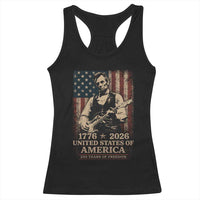 Vintage Abraham Lincoln Abe Lincoln Playing Guitar 250 Years Racerback Tank Top 1776 2026 Humor Patriotic USA Flag