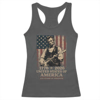 Vintage Abraham Lincoln Abe Lincoln Playing Guitar 250 Years Racerback Tank Top 1776 2026 Humor Patriotic USA Flag